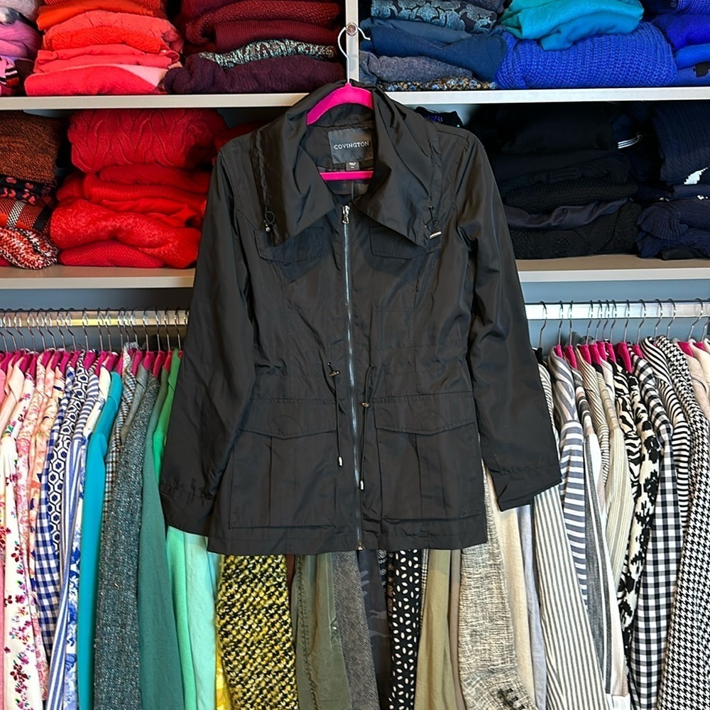 Covington black nylon rain jacket size S